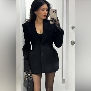 Zara Hourglass Fitted Cinched Waist Blazer Black Size XS